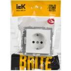 BRITE Розетка 1-местная с заземлением с защитными шторками 16А безвинтовое крепление РС24-1-0-БрАБ арктический белый IEK