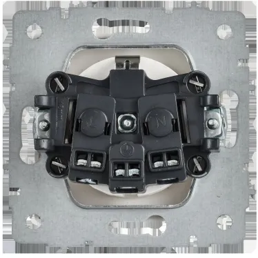 BRITE Розетка 1-местная с заземлением с защитными шторками 16А безвинтовое крепление РС24-1-0-БрАБ арктический белый IEK