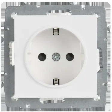 BRITE Розетка 1-местная с заземлением с защитными шторками 16А безвинтовое крепление РС24-1-0-БрАБ арктический белый IEK