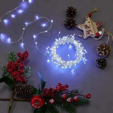 Гирлянда светодиодная Роса 5м 125 светодиодов Белый свет Провод прозрачный ТМ Uniel ULD-S0500-125/DTA WHITE IP20 DEWDROP