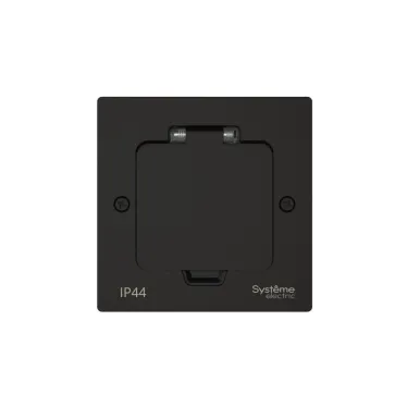 MultiDesk Лючок с розеткой 2К+З, 16А/250В, IP44 с монтажной коробкой для стены, фальшпола, стола Чёрный матовый, тип MDK21