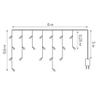 Бахрома светодиодная со статическим свечением 6м Соединяемая 80 светодиодов Разноцветный свет Провод прозрачный ТМ Uniel ULD-B6006-080/STK MULTI IP44