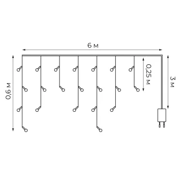 Бахрома светодиодная со статическим свечением 6м Соединяемая 80 светодиодов Разноцветный свет Провод прозрачный ТМ Uniel ULD-B6006-080/STK MULTI IP44