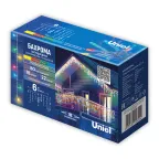 Бахрома светодиодная со статическим свечением 6м Соединяемая 80 светодиодов Разноцветный свет Провод прозрачный ТМ Uniel ULD-B6006-080/STK MULTI IP44