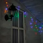 Бахрома светодиодная со статическим свечением 6м Соединяемая 80 светодиодов Разноцветный свет Провод прозрачный ТМ Uniel ULD-B6006-080/STK MULTI IP44