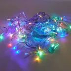 Бахрома светодиодная со статическим свечением 6м Соединяемая 80 светодиодов Разноцветный свет Провод прозрачный ТМ Uniel ULD-B6006-080/STK MULTI IP44