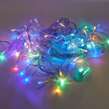 Бахрома светодиодная со статическим свечением 6м Соединяемая 80 светодиодов Разноцветный свет Провод прозрачный ТМ Uniel ULD-B6006-080/STK MULTI IP44