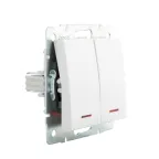 Выключатель RAIN двойной с подсветкой белый механизм