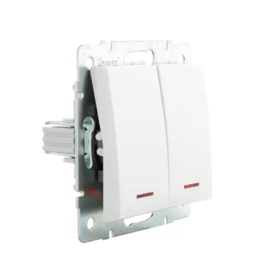 Выключатель RAIN двойной с подсветкой белый механизм