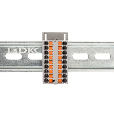 Блок распределительный с верт. адаптером на рейки шириной 15/35мм, зажим push-in, 18 точек подключения 2,5 кв.мм, серый