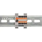 Блок распределительный с гориз. адаптером на рейку шириной 35мм, зажим push-in, 1 ввод 6 кв.мм, 10 точек подключения 2,5 кв.мм, серый