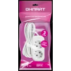 Удлинитель бытовой OPE-S-02-300-E-3x0.75 с заземлением 2 розетки 3м ПВС 3х0,75 2200Вт