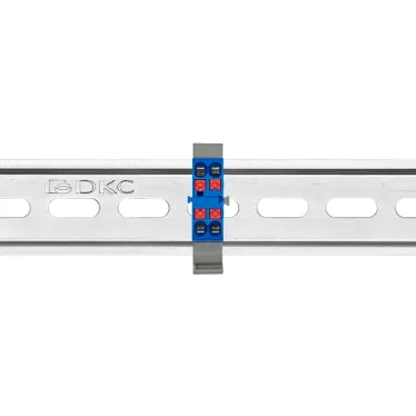 Блок распределительный с гориз. адаптером на рейку шириной 35мм, зажим push-in, 4 точки подключения 2,5 кв.мм, синий