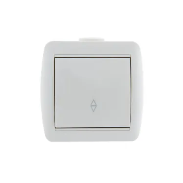 Выключатель одноклавишный, проходной, белый