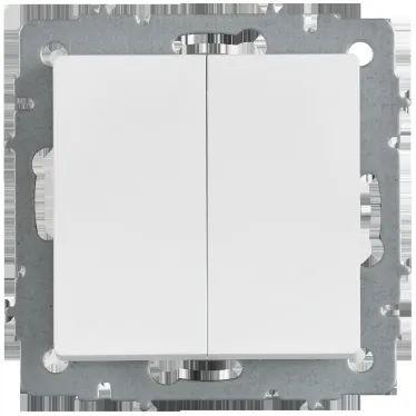 BRITE Выключатель 2-клавишный проходной 10А ВС10-2-6-БрАБ арктический белый IEK