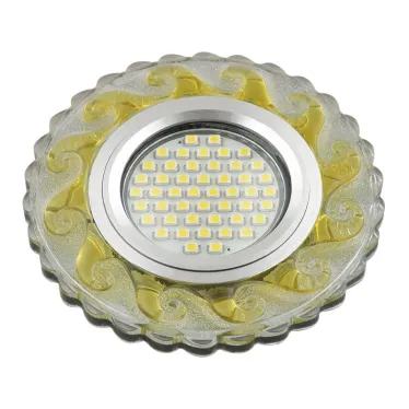 Светильник декор.встр Luciole DLS-L139 GU5.3 GLASSY/GOLD GU5.3 доп.LED подсветка 3Вт, стекл,зерк./прозр.+светло-желтый. | UL-00003872 | Fametto