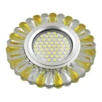 Светильник декор.встр Luciole DLS-L145 GU5.3 GLASSY/GOLD GU5.3 доп.LED подсветка 3Вт, стекл,зерк./прозр.+светло-желтый. | UL-00003891 | Fametto