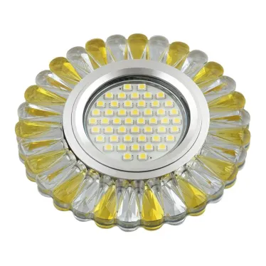 Светильник декор.встр Luciole DLS-L145 GU5.3 GLASSY/GOLD GU5.3 доп.LED подсветка 3Вт, стекл,зерк./прозр.+светло-желтый. | UL-00003891 | Fametto
