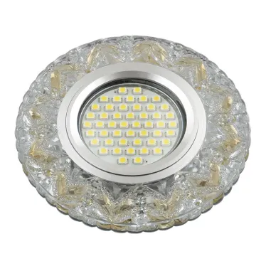 Светильник декор.встр Luciole DLS-L146 GU5.3 GLASSY/GOLD GU5.3 доп.LED подсветка 3Вт, стекл,зерк./прозр.+светло-желтый. | UL-00003894 | Fametto