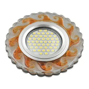 Светильник декор.встр Luciole DLS-L139 GU5.3 GLASSY/TEA GU5.3 доп.LED подсветка 3Вт, стекл,зерк./прозр.+светло-коричневый. | UL-00003873 | Fametto