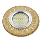 Светильник декор.встр Luciole DLS-L141 GU5.3 GLASSY/GOLD GU5.3 доп.LED подсветка 3Вт, стекл,зерк./светло-желтый. | UL-00003878 | Fametto