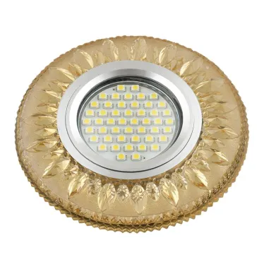 Светильник декор.встр Luciole DLS-L141 GU5.3 GLASSY/GOLD GU5.3 доп.LED подсветка 3Вт, стекл,зерк./светло-желтый. | UL-00003878 | Fametto