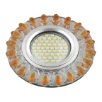 Светильник декор.встр Luciole DLS-L148 GU5.3 GLASSY/GOLD GU5.3 доп.LED подсветка 3Вт, стекл,зерк./прозр.+светло-желтый. | UL-00003900 | Fametto