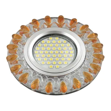 Светильник декор.встр Luciole DLS-L148 GU5.3 GLASSY/GOLD GU5.3 доп.LED подсветка 3Вт, стекл,зерк./прозр.+светло-желтый. | UL-00003900 | Fametto