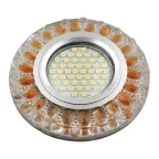 Светильник декор.встр Luciole DLS-L151 GU5.3 GLASSY/GOLD GU5.3 доп.LED подсветка 3Вт, стекл,зерк./прозр.+светло-коричневый. | UL-00003909 | Fametto