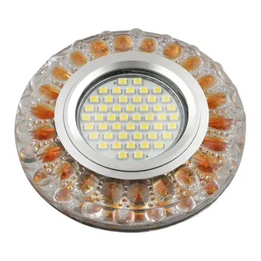 Светильник декор.встр Luciole DLS-L151 GU5.3 GLASSY/GOLD GU5.3 доп.LED подсветка 3Вт, стекл,зерк./прозр.+светло-коричневый. | UL-00003909 | Fametto