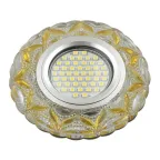 Светильник декор.встр Luciole DLS-L149 GU5.3 GLASSY/LIGHT GOLD GU5.3 доп.LED подсветка 3Вт, стекл,зерк./прозр.+светло-желтый. | UL-00003903 | Fametto