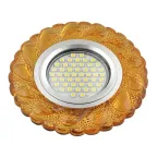 Светильник декор.встр Luciole DLS-L147 GU5.3 GLASSY/GOLD GU5.3 доп.LED подсветка 3Вт, стекл,зерк./светло-желтый. | UL-00003897 | Fametto