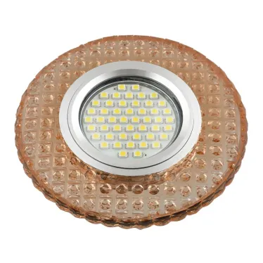 Светильник декор.встр Luciole DLS-L143 GU5.3 GLASSY/LIGHT TEA GU5.3 доп.LED подсветка 3Вт, стекл,зерк./светло-коричневый. | UL-00003885 | Fametto