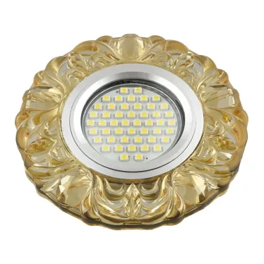 Светильник декор.встр Luciole DLS-L136 GU5.3 GLASSY/YELLOW GU5.3 доп.LED подсветка 3Втстекл. зерк./светло-желтый. | UL-00003863 | Fametto