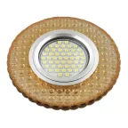                  Светильник декор.встр Luciole DLS-L143 GU5.3 GLASSY/GOLD GU5.3 доп.LED подсветка 3Вт, стекл,зерк./светло-желтый. | UL-00003884 | Fametto
               