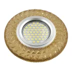                  Светильник декор.встр Luciole DLS-L144 GU5.3 GLASSY/GOLD GU5.3 доп.LED подсветка 3Вт, стекл,зерк./светло-желтый. | UL-00003888 | Fametto
               