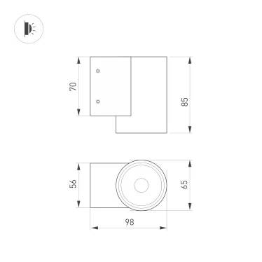 Светильник LGD-RAY-WALL-R65-9W Warm3000 (GR, 23 deg, 230V) (ARL, IP65 Металл, 3 года)