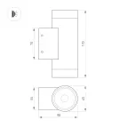 Светильник LGD-RAY-WALL-TWIN-R65-2x9W Warm3000 (GR, 23 deg, 230V) (ARL, IP65 Металл, 3 года)