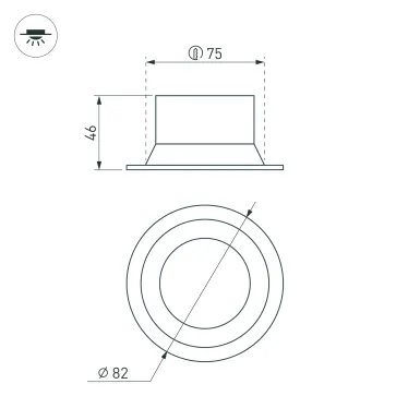 Светильник MS-BREEZE-BUILT-R82-9W Warm2700 (BK, 80 deg, 230V) (ARL, IP20 Металл, 5 лет)