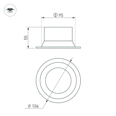 Светильник MS-BREEZE-BUILT-R104-12W Warm2700 (WH, 90 deg, 230V) (ARL, IP20 Металл, 5 лет)