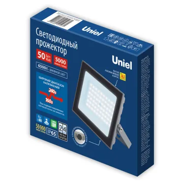 Прожектор светодиодный 50 ВтДневной свет 6500K) Корпус серый TM Uniel ULF-F23-50W/6500K IP65 160-240V GREY
