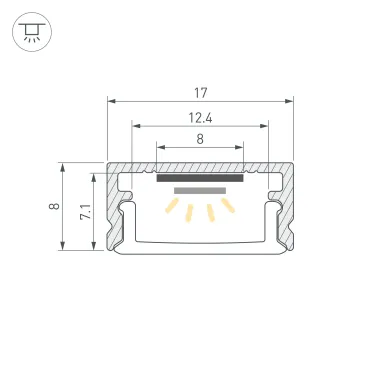 Набор для светодиодной подсветки ARL-KIT-SLIM-FC 24V Warm3000 (14 W/m, IP20, 2m) Алюминий+пластик