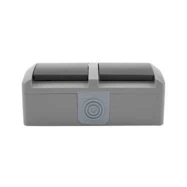 Блок горизонтальный 2 розетки INDUSTRIAL IP54 с заземлением, о/у, серый