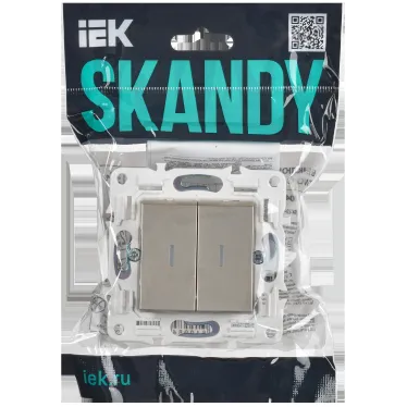 SKANDY Выключатель 2-клавишный проходной с индикацией 10А SK-V10Sh шампань IEK
