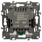 Розетка Elegance 14-4108-04 со шторками, 2P+E 16A-250В, с USB type-A+C 5В-3А, шампань