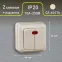Выключатель двойной с подсветкой, 10А-250В, ОУ, Quadro, сл.кость,2-105-02