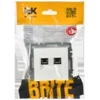 BRITE Розетка компьютерная двойная RJ45 кат.6 РК11-2-БрЖ жемчуг IEK