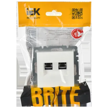 BRITE Розетка компьютерная двойная RJ45 кат.6 РК11-2-БрЖ жемчуг IEK