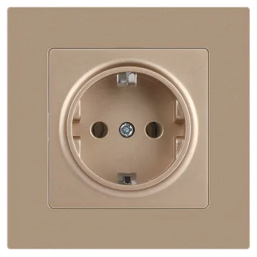 Розетка Intro Accent 6-202-04 2P+E Schuko, 16А-250В, IP20, СУ, шампань