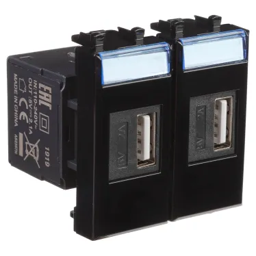 Avanti USB зарядное устройство ''Черный квадрат'', 2.1А, 2 модульное